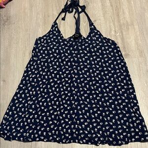 Floral Halter Top - Navy and White